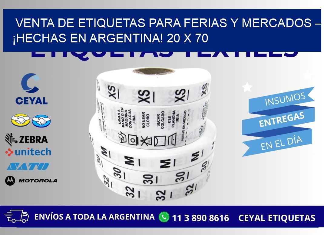 VENTA DE ETIQUETAS PARA FERIAS Y MERCADOS – ¡HECHAS EN ARGENTINA! 20 x 70