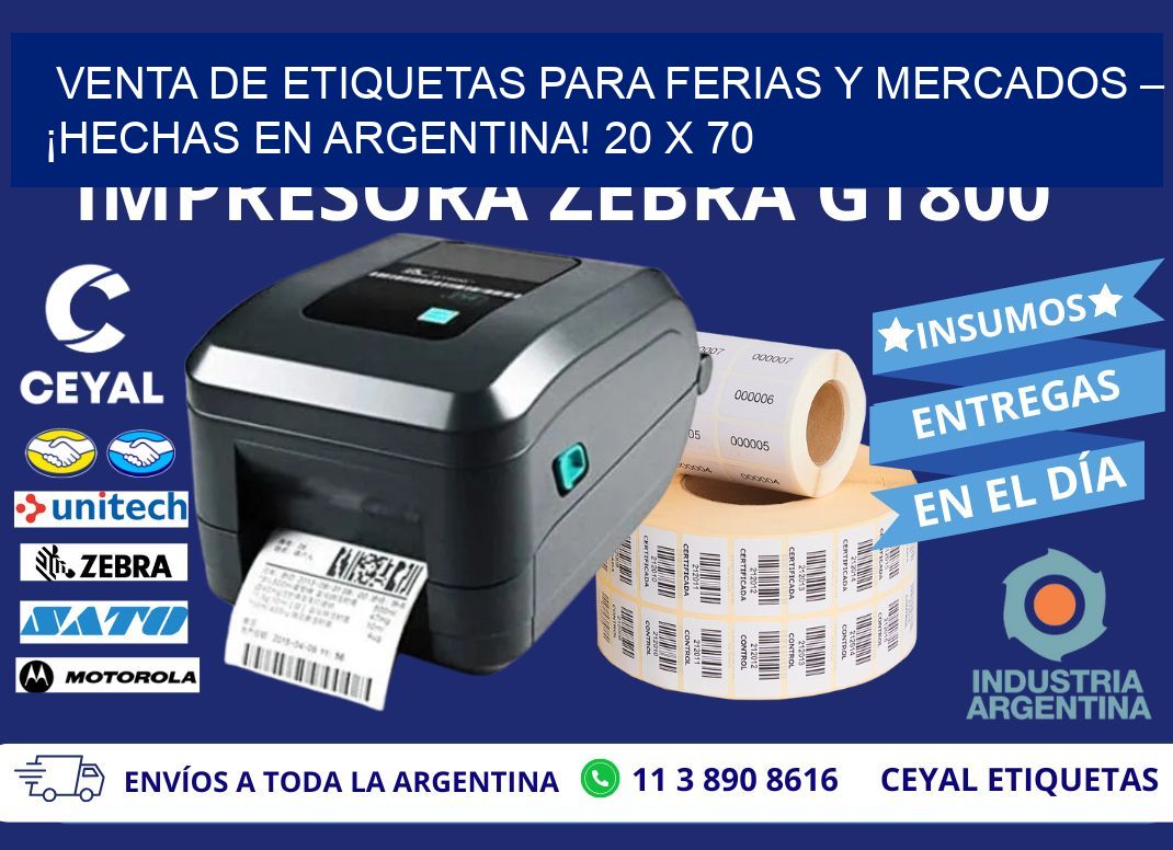 VENTA DE ETIQUETAS PARA FERIAS Y MERCADOS – ¡HECHAS EN ARGENTINA! 20 x 70