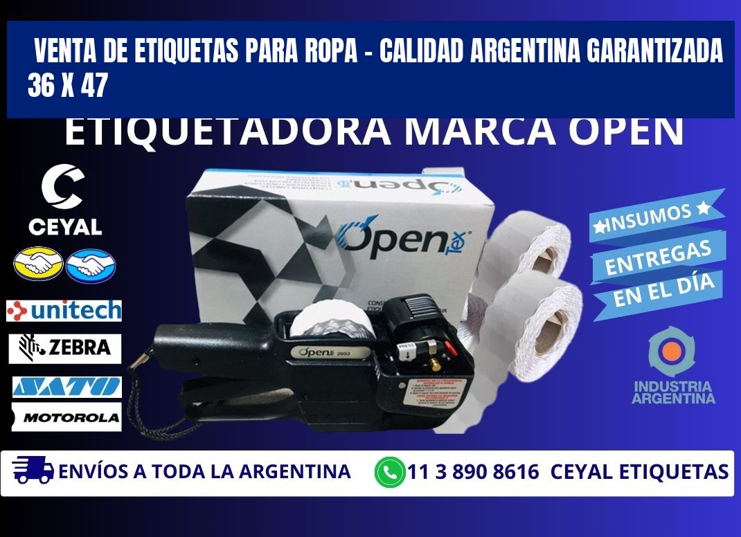 VENTA DE ETIQUETAS PARA ROPA – CALIDAD ARGENTINA GARANTIZADA 36 x 47
