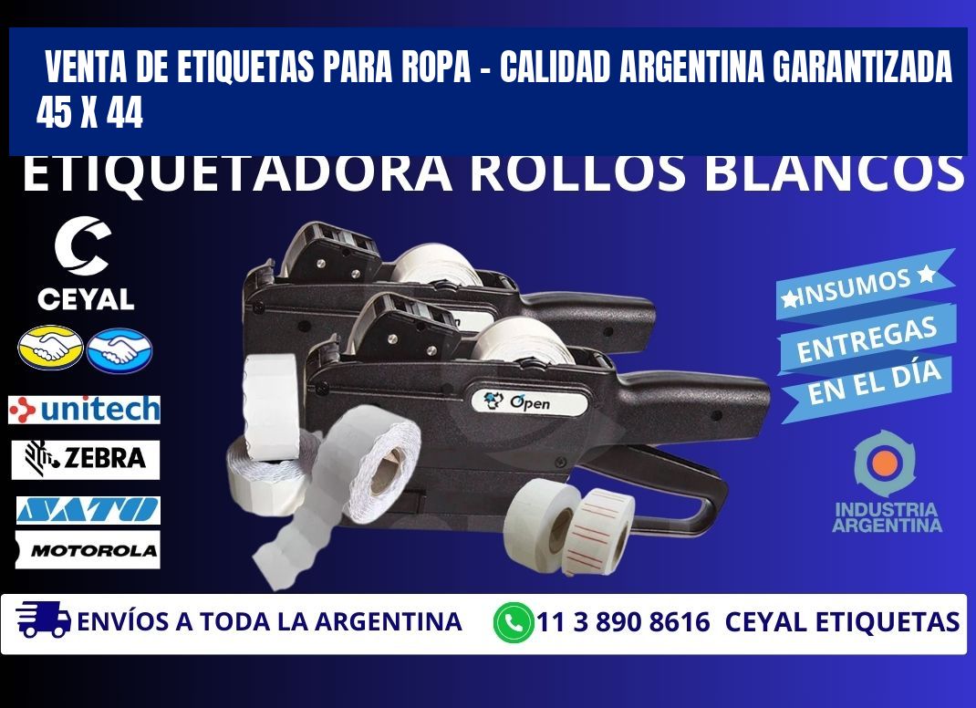 VENTA DE ETIQUETAS PARA ROPA – CALIDAD ARGENTINA GARANTIZADA 45 x 44