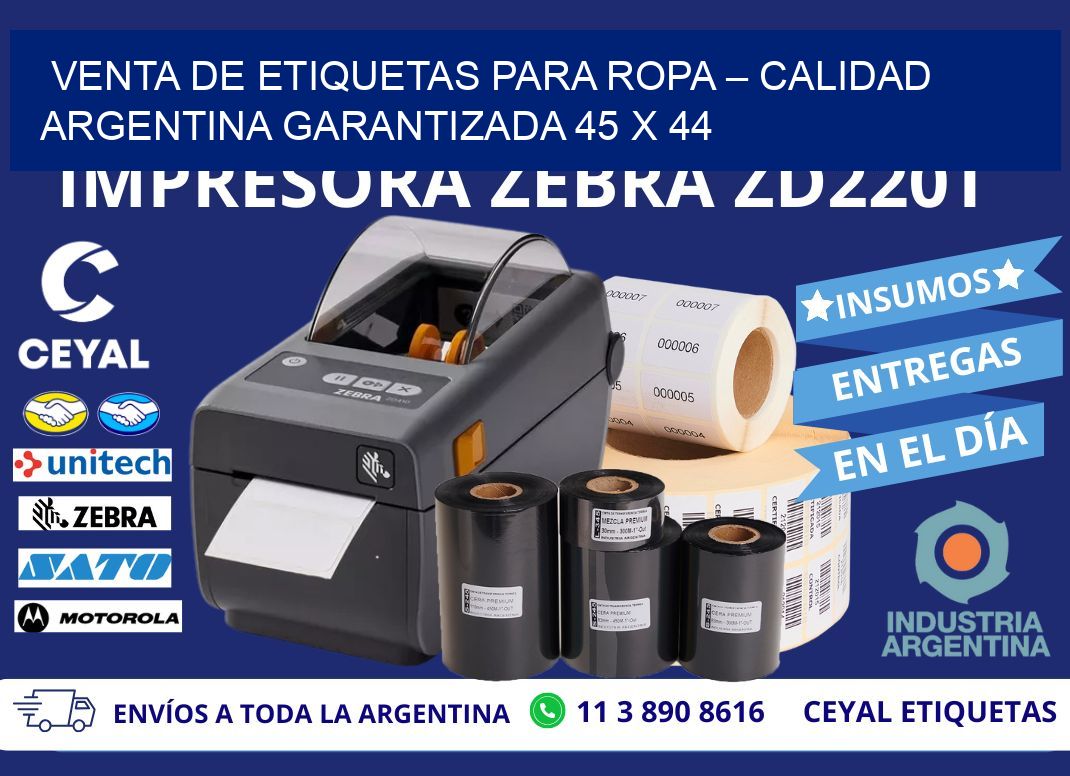 VENTA DE ETIQUETAS PARA ROPA – CALIDAD ARGENTINA GARANTIZADA 45 x 44