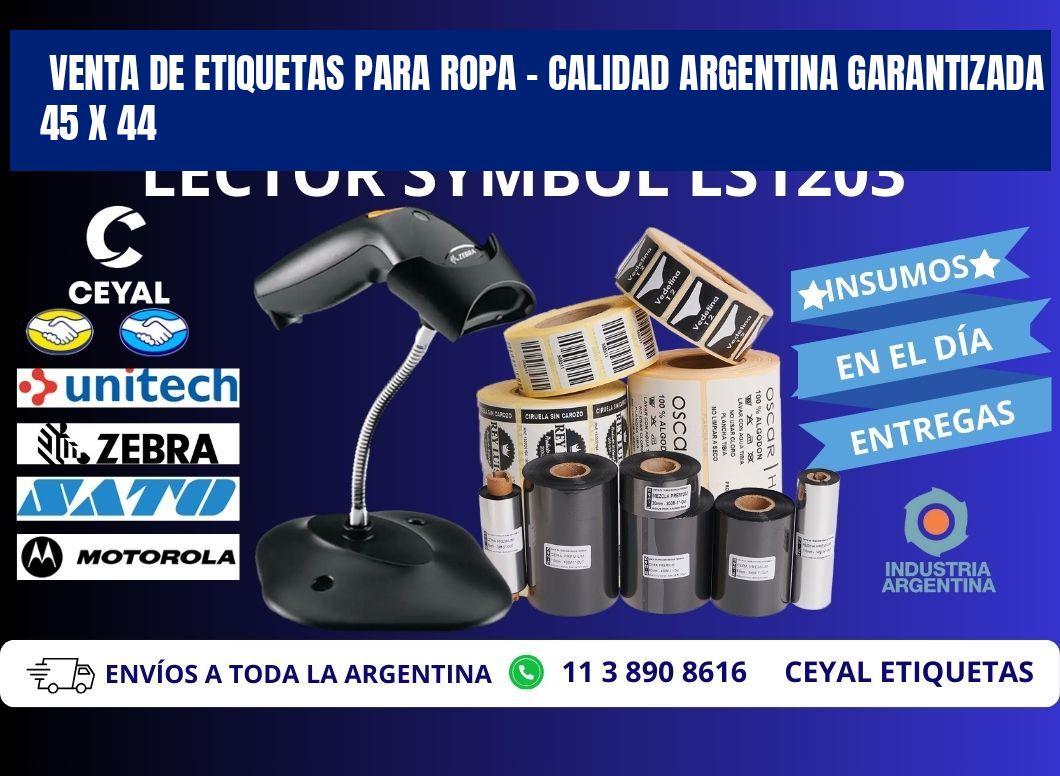 VENTA DE ETIQUETAS PARA ROPA – CALIDAD ARGENTINA GARANTIZADA 45 x 44