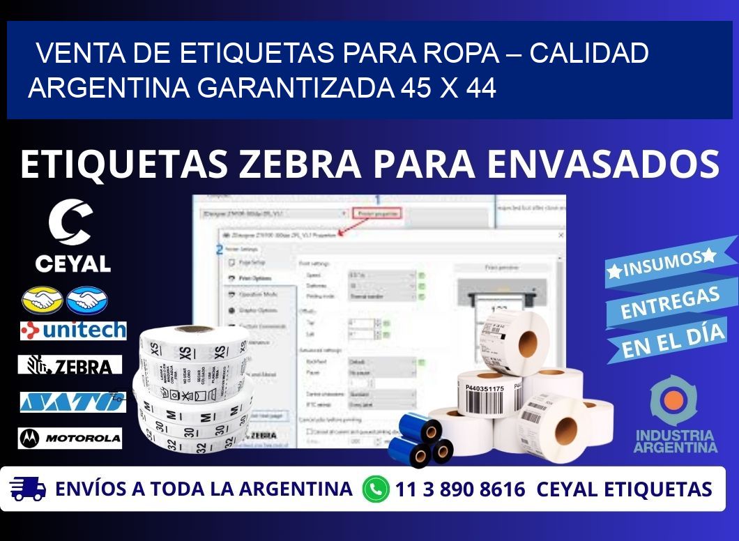 VENTA DE ETIQUETAS PARA ROPA – CALIDAD ARGENTINA GARANTIZADA 45 x 44