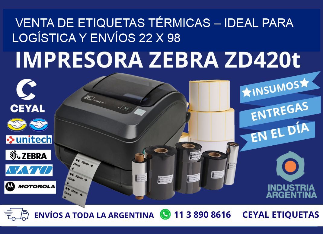 VENTA DE ETIQUETAS TÉRMICAS – IDEAL PARA LOGÍSTICA Y ENVÍOS 22 x 98