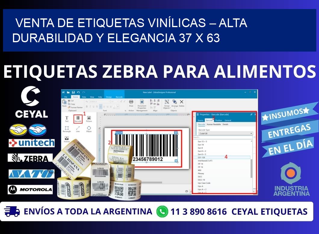 VENTA DE ETIQUETAS VINÍLICAS – ALTA DURABILIDAD Y ELEGANCIA 37 x 63