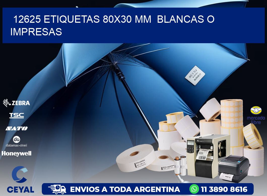 12625 ETIQUETAS 80x30 mm BLANCAS O IMPRESAS