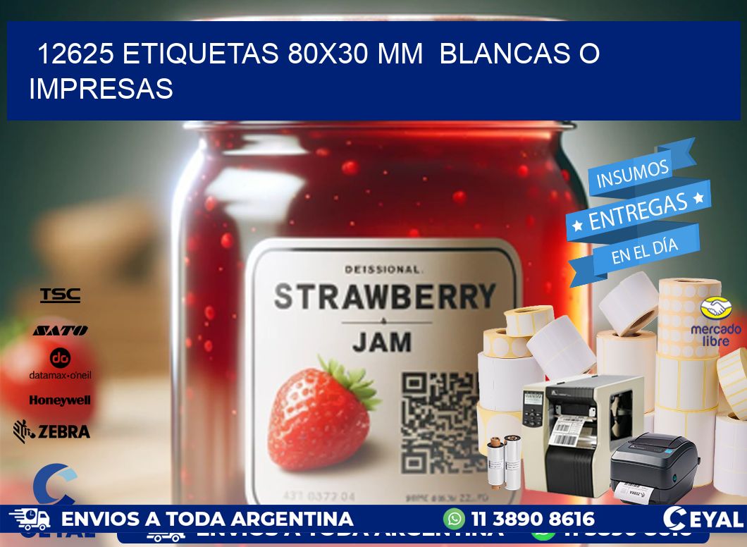 12625 ETIQUETAS 80x30 mm BLANCAS O IMPRESAS