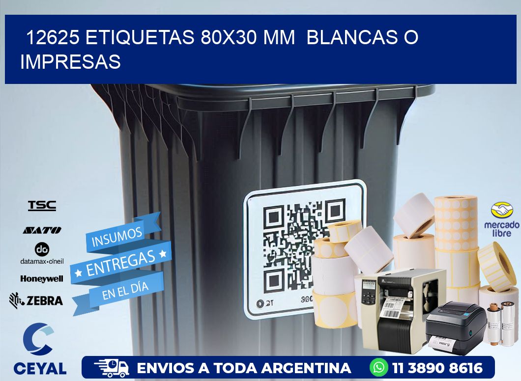 12625 ETIQUETAS 80x30 mm BLANCAS O IMPRESAS