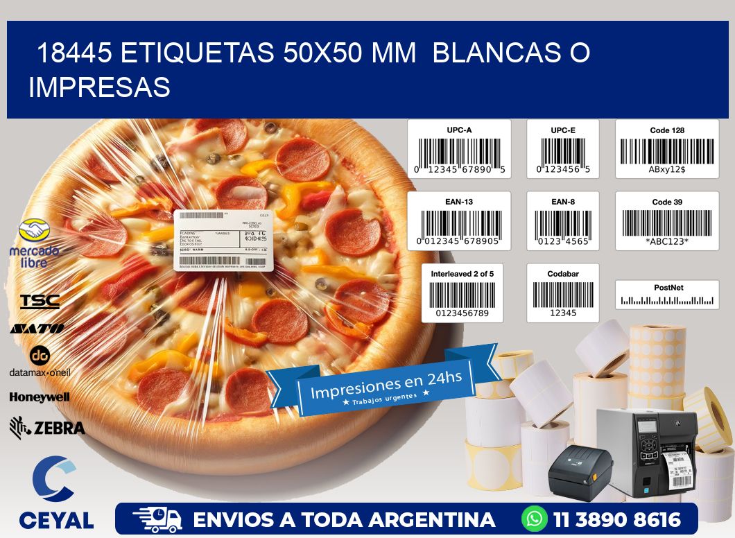 18445 ETIQUETAS 50x50 mm BLANCAS O IMPRESAS
