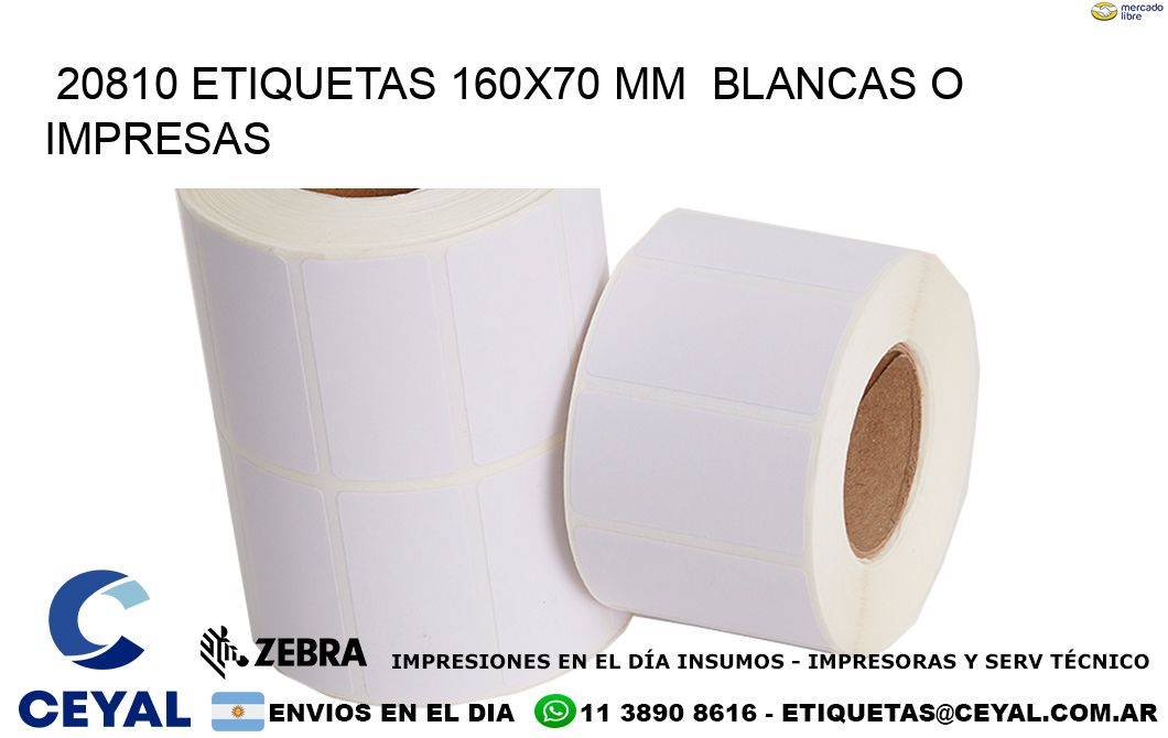 20810 ETIQUETAS 160x70 mm BLANCAS O IMPRESAS