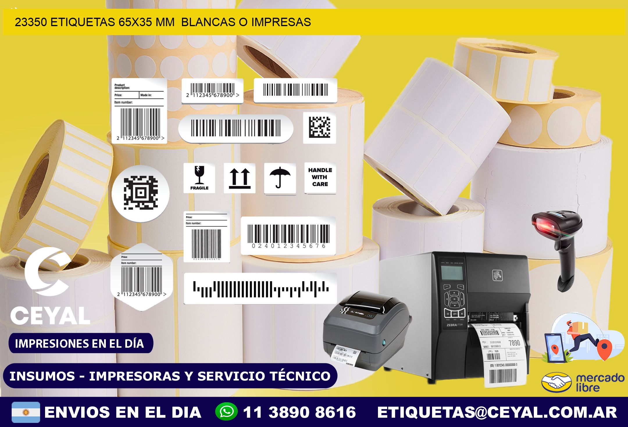 23350 ETIQUETAS 65×35 mm  BLANCAS O IMPRESAS