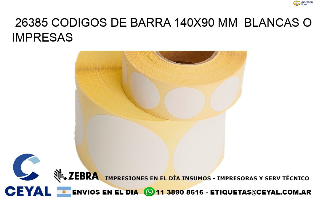 26385 CODIGOS DE BARRA 140x90 mm BLANCAS O IMPRESAS