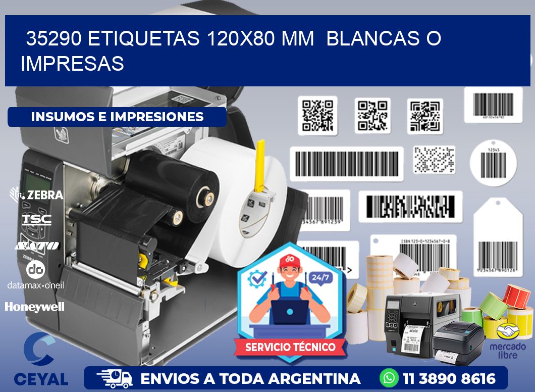 35290 ETIQUETAS 120x80 mm BLANCAS O IMPRESAS