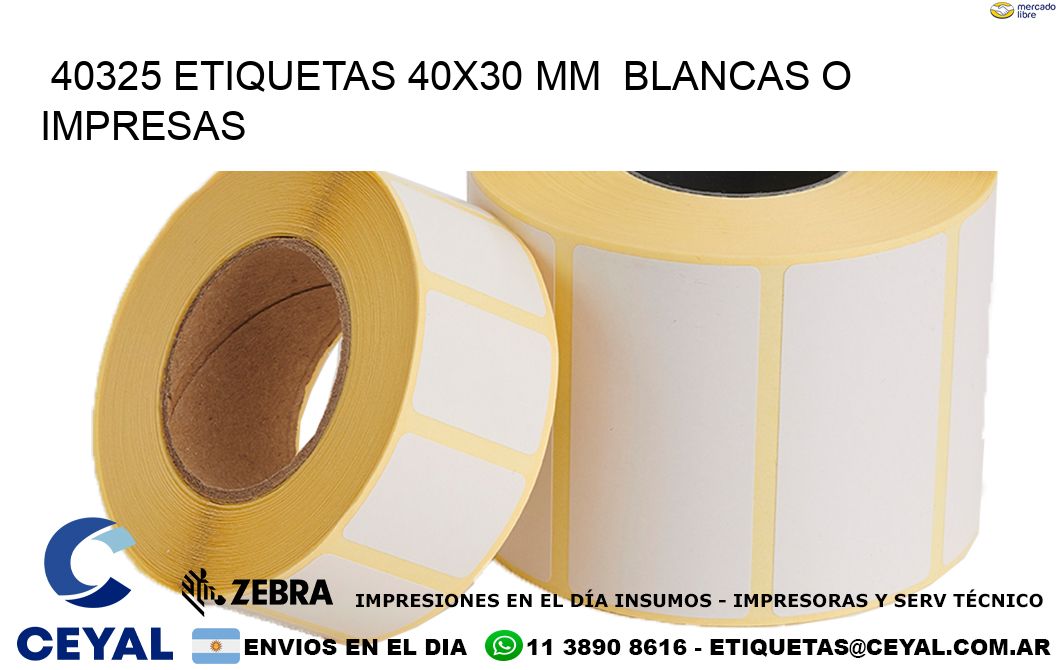 40325 ETIQUETAS 40x30 mm  BLANCAS O IMPRESAS