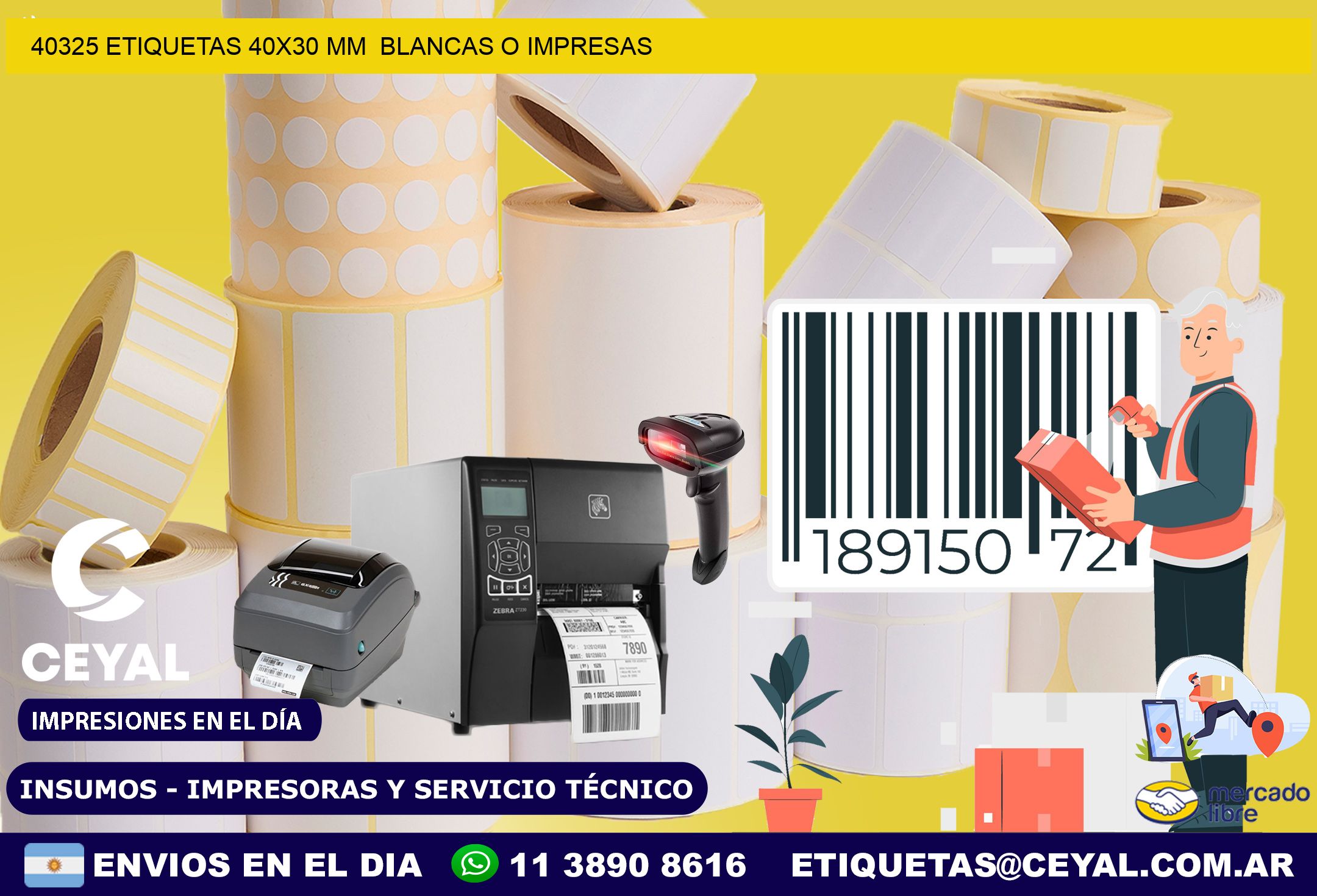40325 ETIQUETAS 40×30 mm  BLANCAS O IMPRESAS
