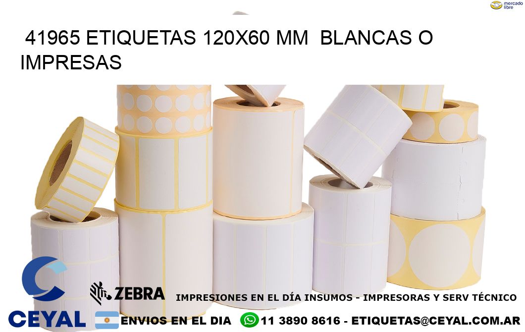41965 ETIQUETAS 120x60 mm BLANCAS O IMPRESAS