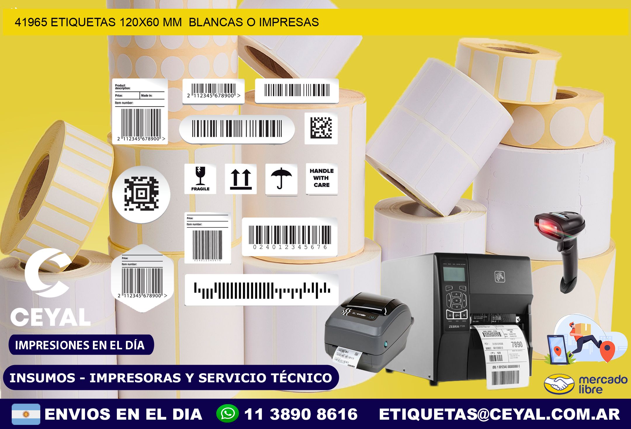 41965 ETIQUETAS 120×60 mm  BLANCAS O IMPRESAS