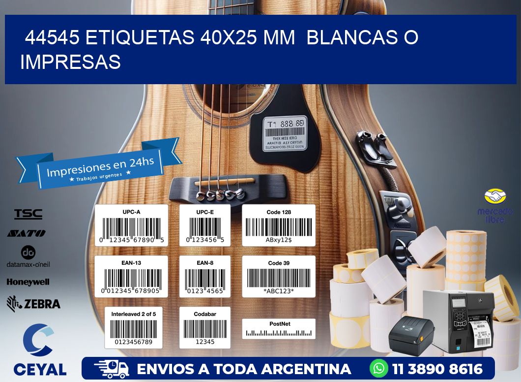44545 ETIQUETAS 40x25 mm BLANCAS O IMPRESAS