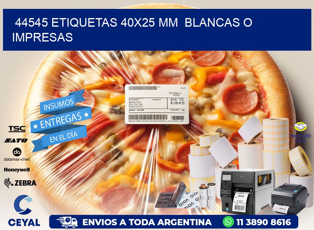 44545 ETIQUETAS 40x25 mm BLANCAS O IMPRESAS