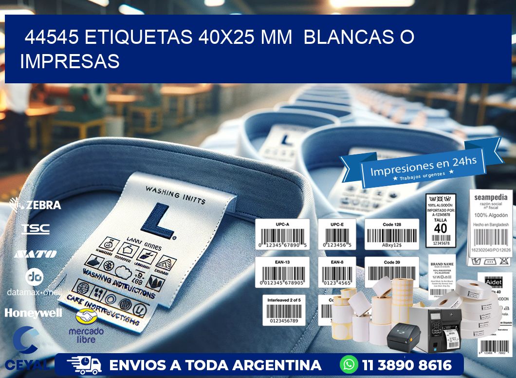 44545 ETIQUETAS 40x25 mm BLANCAS O IMPRESAS