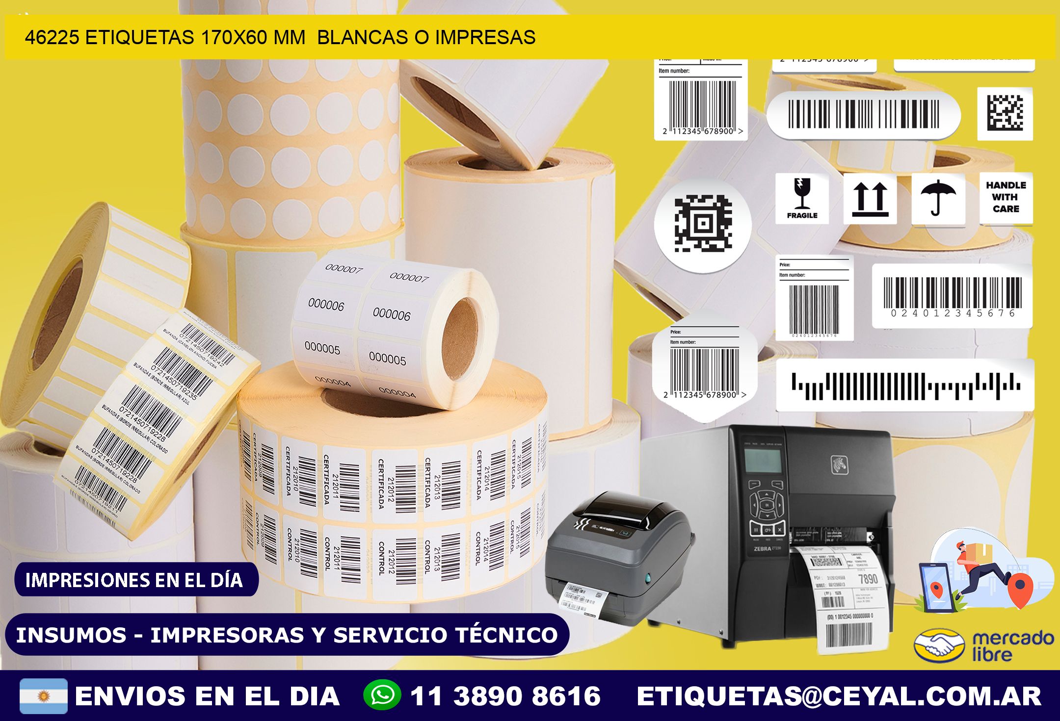 46225 ETIQUETAS 170×60 mm  BLANCAS O IMPRESAS