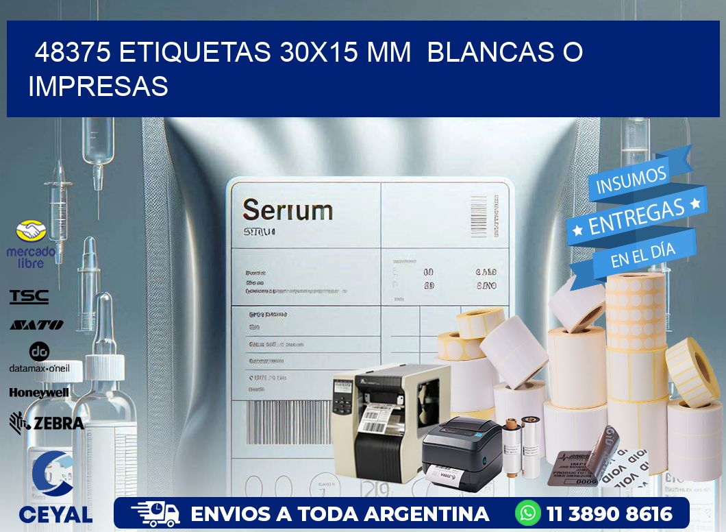 48375 ETIQUETAS 30×15 mm  BLANCAS O IMPRESAS