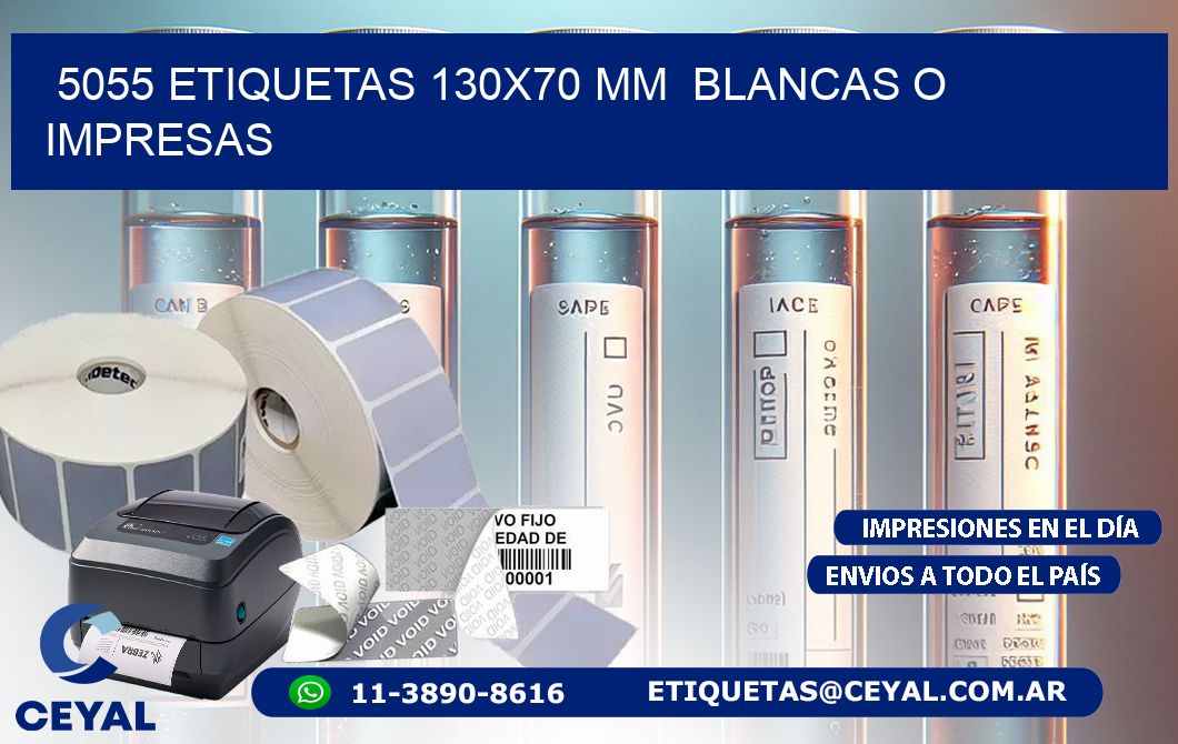 5055 ETIQUETAS 130x70 mm BLANCAS O IMPRESAS