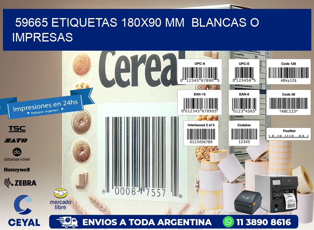 59665 ETIQUETAS 180x90 mm BLANCAS O IMPRESAS