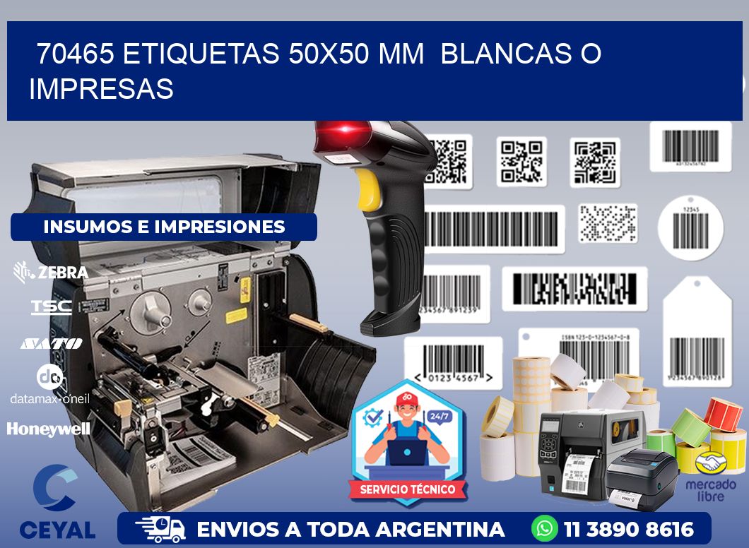 70465 ETIQUETAS 50x50 mm BLANCAS O IMPRESAS