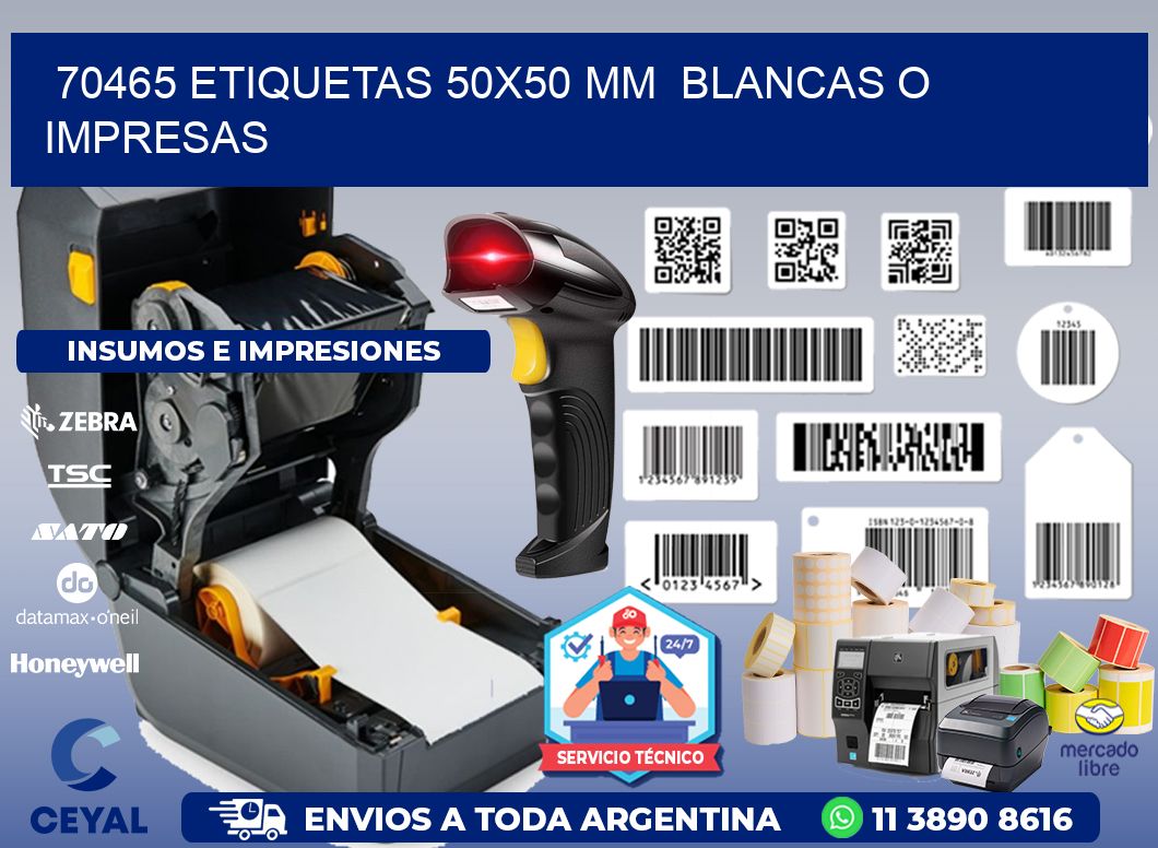 70465 ETIQUETAS 50x50 mm BLANCAS O IMPRESAS