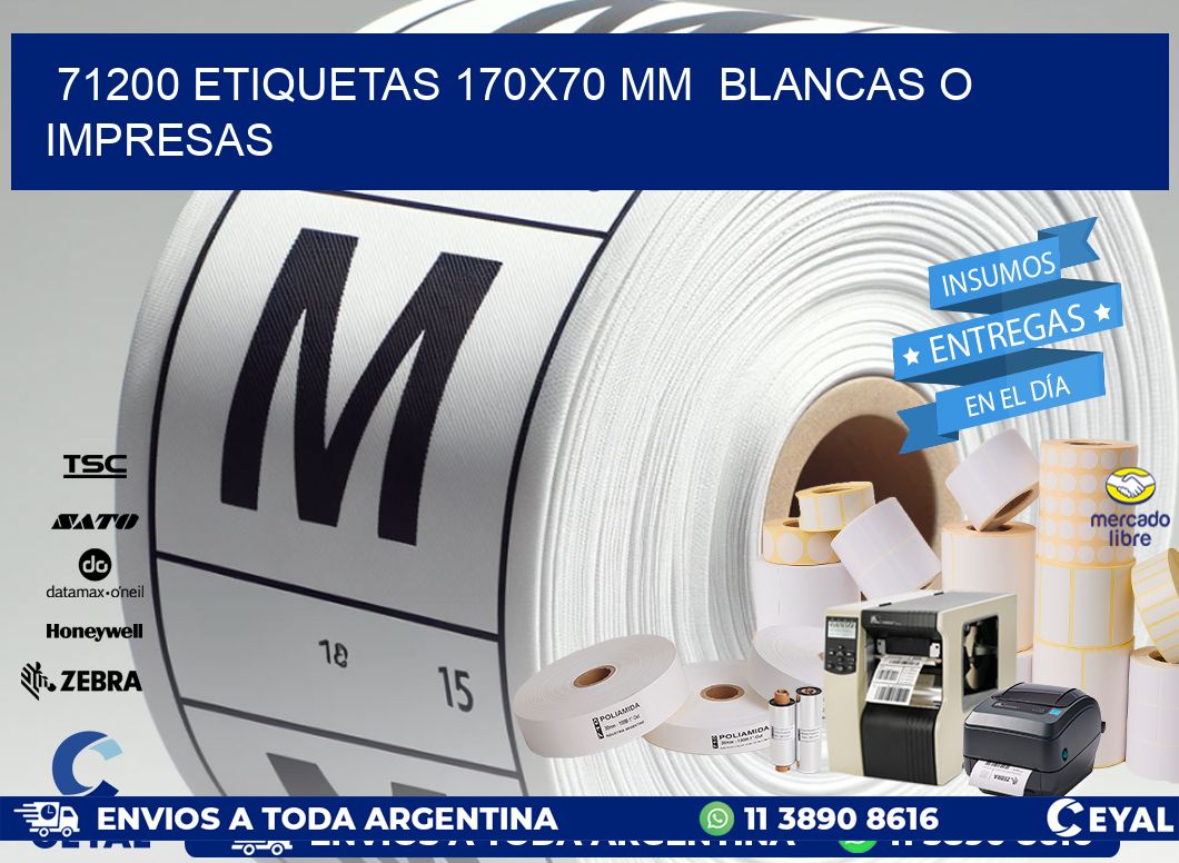 71200 ETIQUETAS 170x70 mm BLANCAS O IMPRESAS