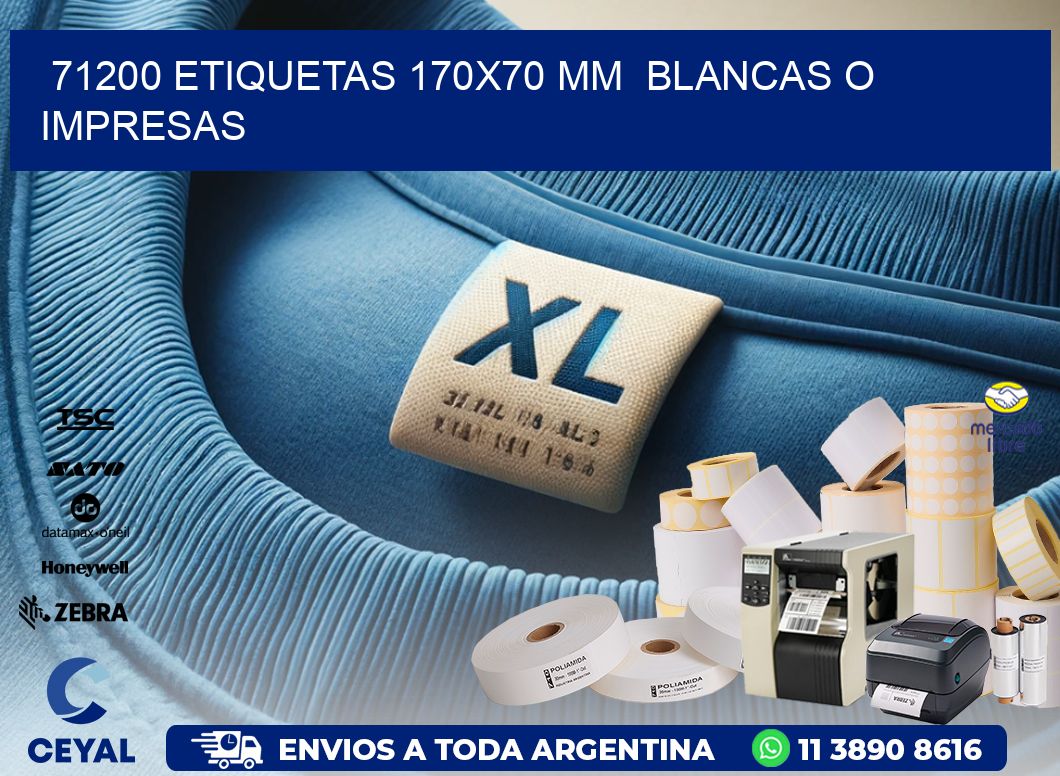 71200 ETIQUETAS 170x70 mm BLANCAS O IMPRESAS