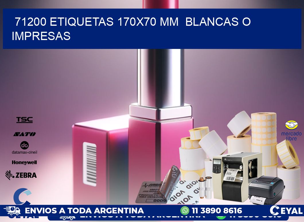 71200 ETIQUETAS 170×70 mm  BLANCAS O IMPRESAS