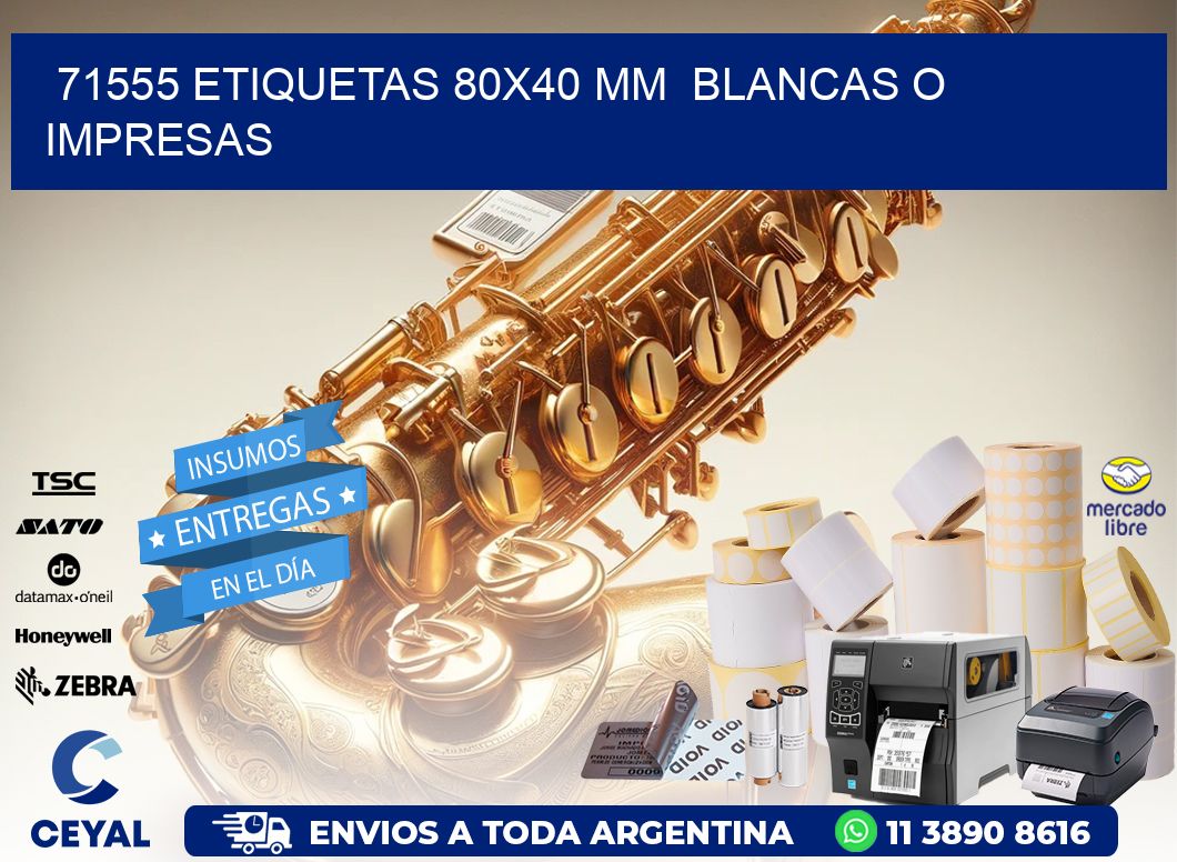 71555 ETIQUETAS 80x40 mm  BLANCAS O IMPRESAS