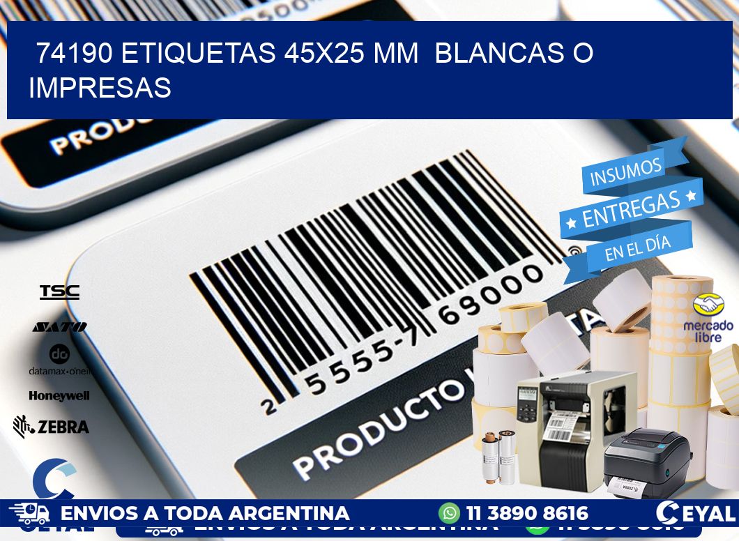 74190 ETIQUETAS 45x25 mm BLANCAS O IMPRESAS