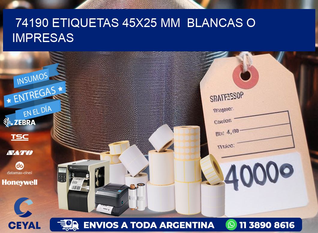 74190 ETIQUETAS 45x25 mm BLANCAS O IMPRESAS
