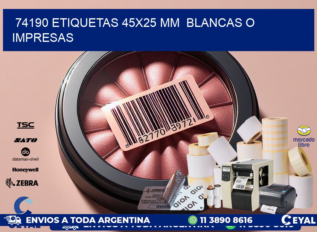 74190 ETIQUETAS 45×25 mm  BLANCAS O IMPRESAS