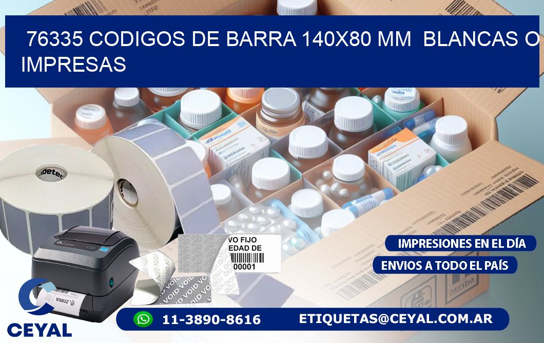76335 CODIGOS DE BARRA 140x80 mm  BLANCAS O IMPRESAS