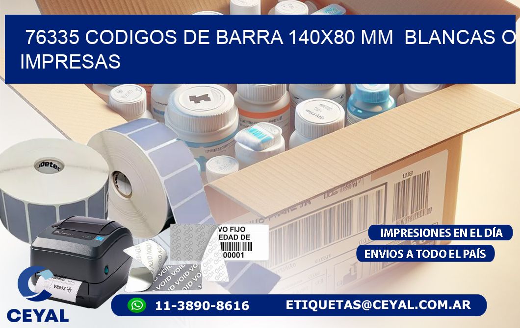 76335 CODIGOS DE BARRA 140x80 mm  BLANCAS O IMPRESAS