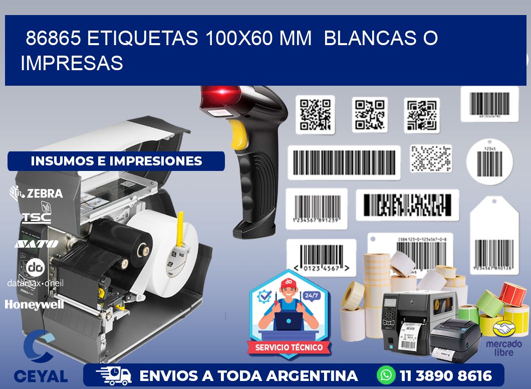 86865 ETIQUETAS 100x60 mm BLANCAS O IMPRESAS