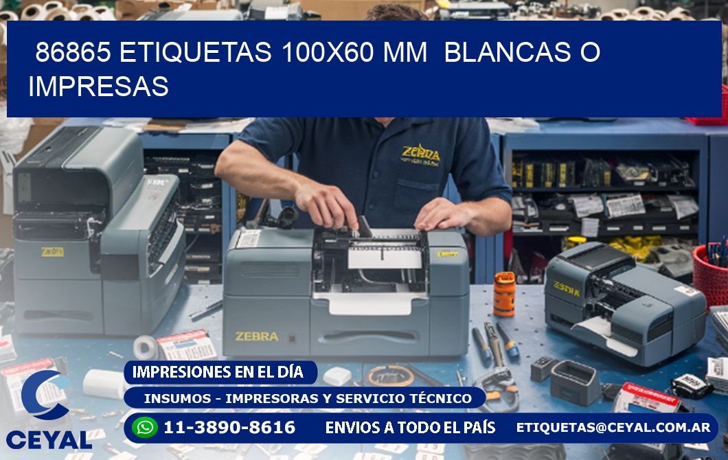 86865 ETIQUETAS 100x60 mm BLANCAS O IMPRESAS