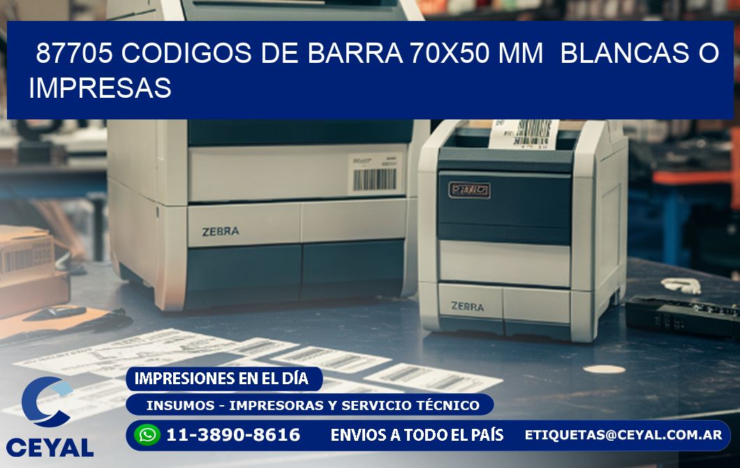 87705 CODIGOS DE BARRA 70x50 mm BLANCAS O IMPRESAS