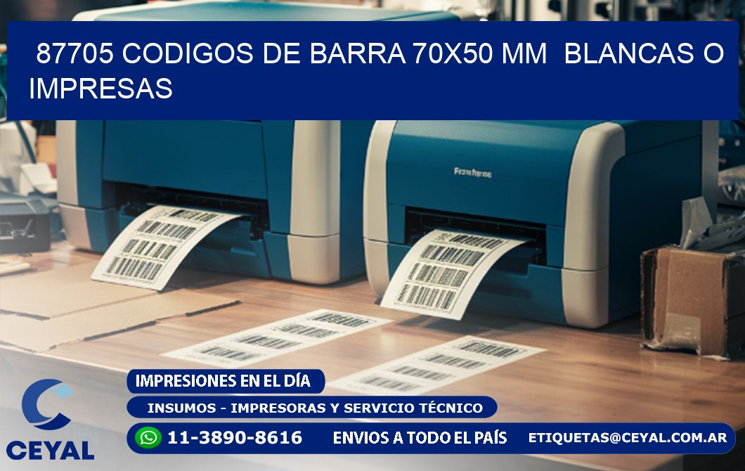 87705 CODIGOS DE BARRA 70x50 mm BLANCAS O IMPRESAS