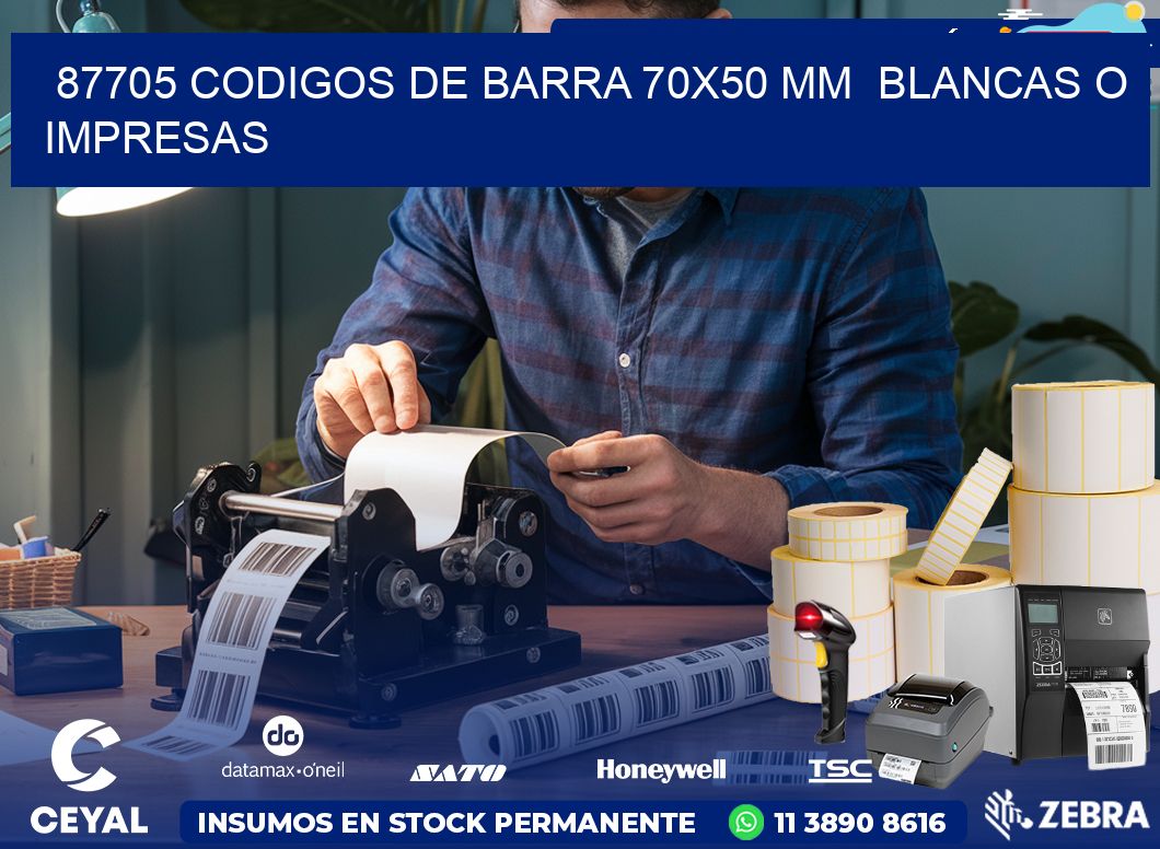 87705 CODIGOS DE BARRA 70×50 mm  BLANCAS O IMPRESAS