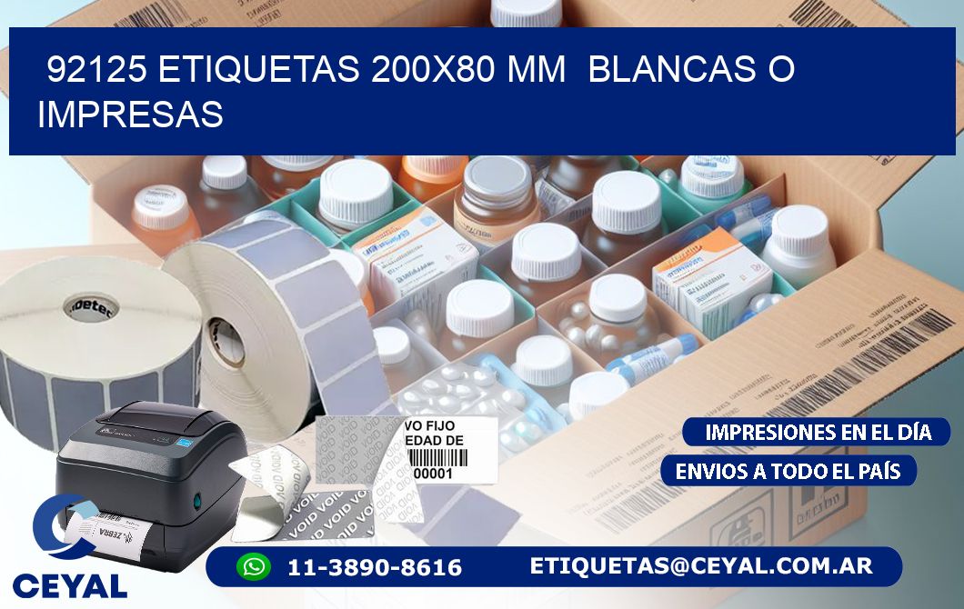 92125 ETIQUETAS 200x80 mm BLANCAS O IMPRESAS