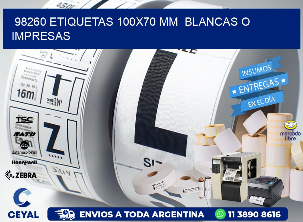 98260 ETIQUETAS 100x70 mm BLANCAS O IMPRESAS
