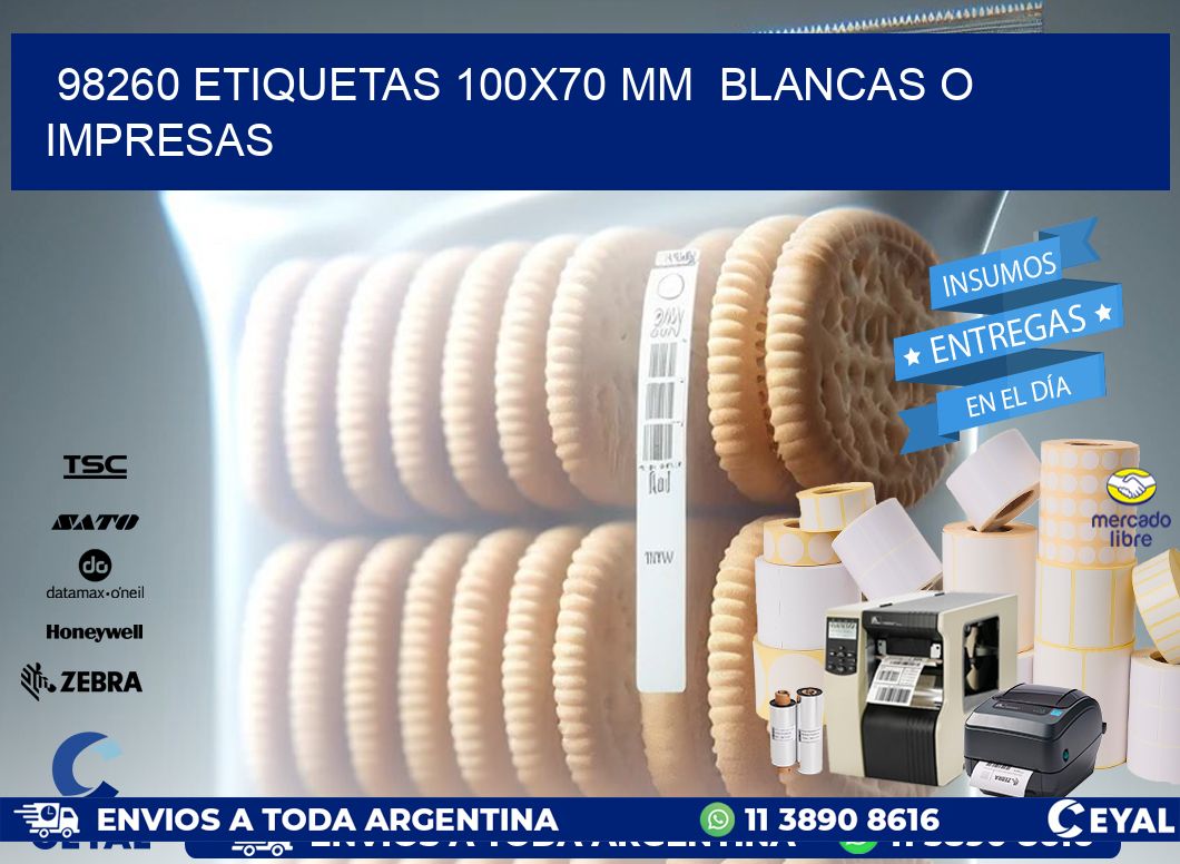 98260 ETIQUETAS 100x70 mm BLANCAS O IMPRESAS