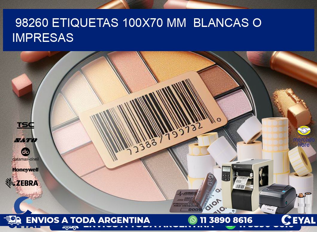 98260 ETIQUETAS 100×70 mm  BLANCAS O IMPRESAS