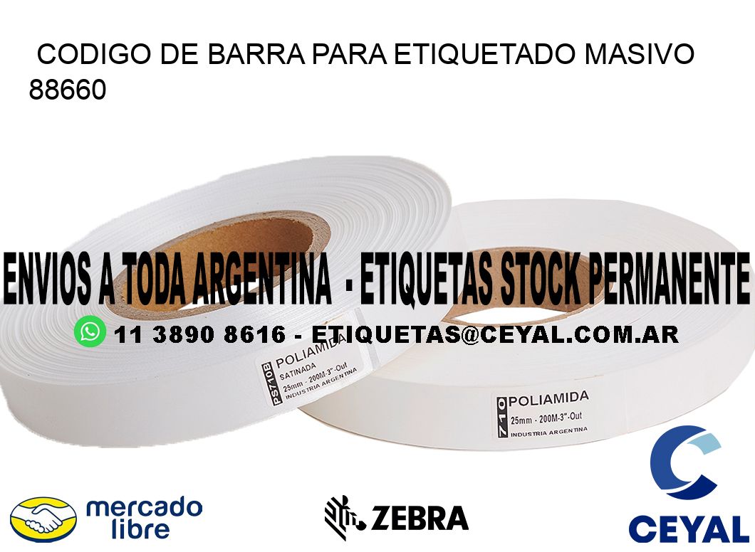CODIGO DE BARRA PARA ETIQUETADO MASIVO 88660