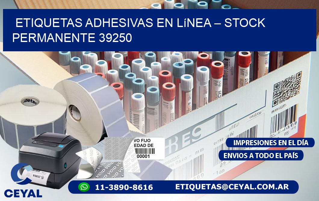 Etiquetas Adhesivas en Línea – Stock Permanente 39250